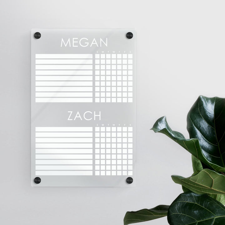 Personalized Acrylic Chore Chart for Two Kids