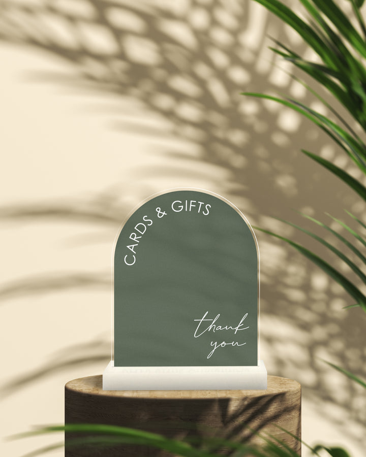 Arch "Cards & Gifts" Sign with Colored Background