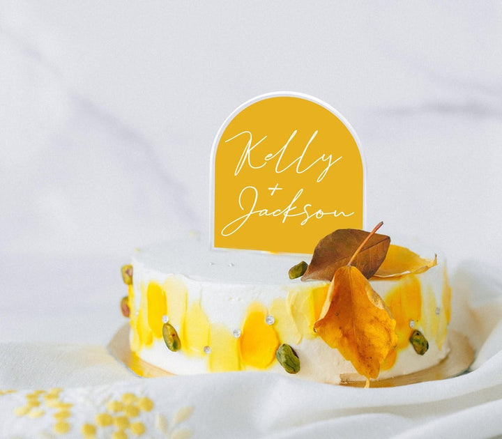 Boho Arch Cake Topper with Color Background
