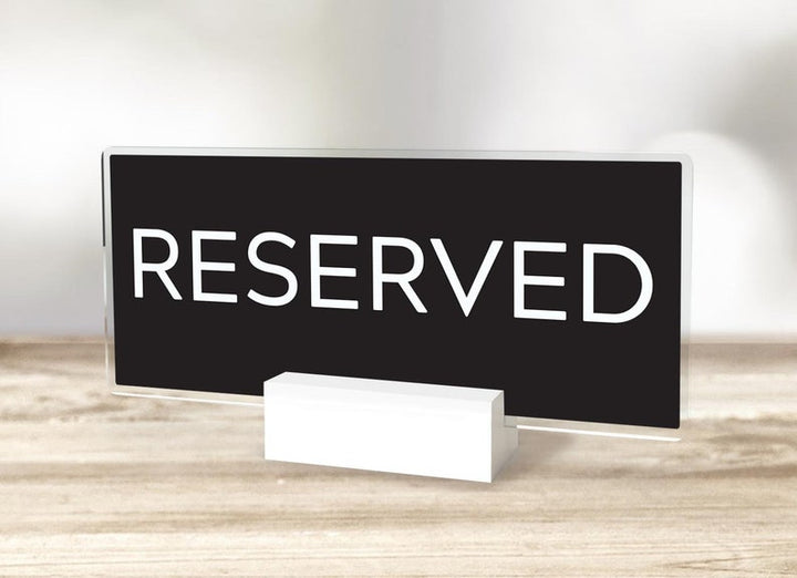 Reserved Table Sign with Colored Background and White Text