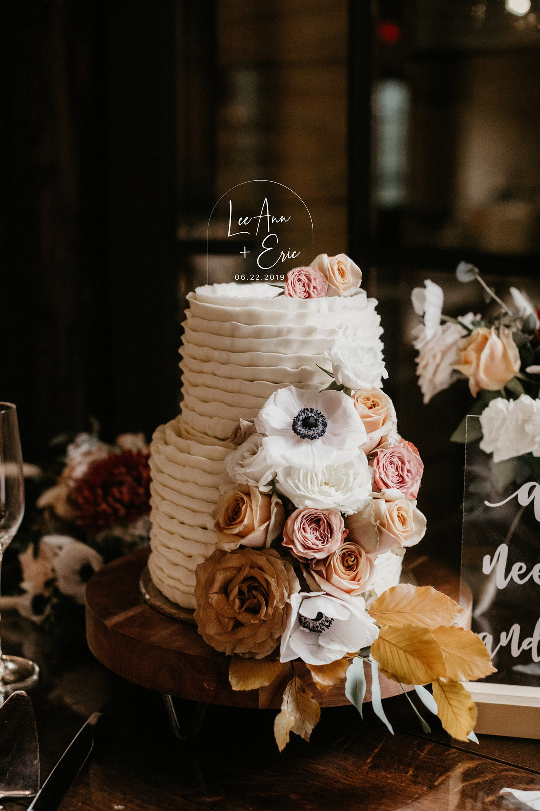Clear Arch Wedding Cake Topper with Wedding Date