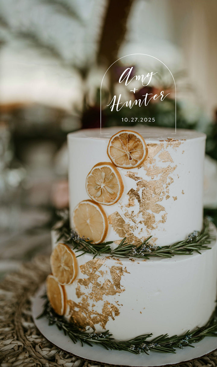 Clear Arch Wedding Cake Topper with Wedding Date