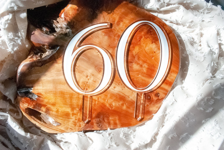 Acrylic Number Cake Topper | 5" Height | Birthday Cake Topper | Anniversary Cake Topper | Serif and Sans-serif | Color Options