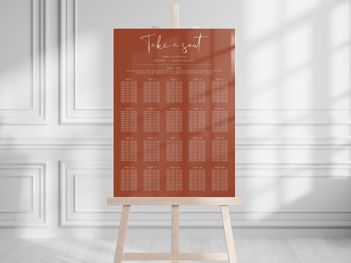 Personalized Acrylic Seating Chart for Wedding | 20 Tables | 240 Guests | 12 Guests per Table | Rectangle Seating Chart | Wedding Reception