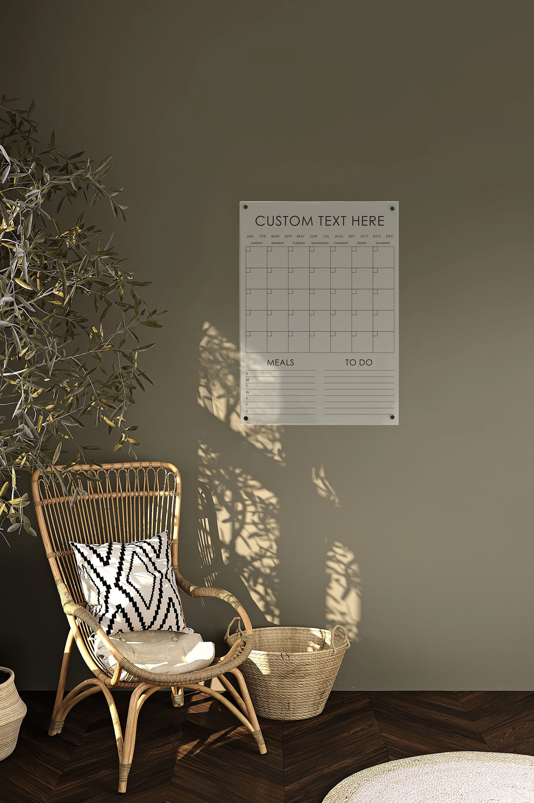 Personalized FROSTED Acrylic Calendar, To-do list & Meal Planner | Floating Wall Decor | Housewarming Gift | Dry-Erase | Vertical