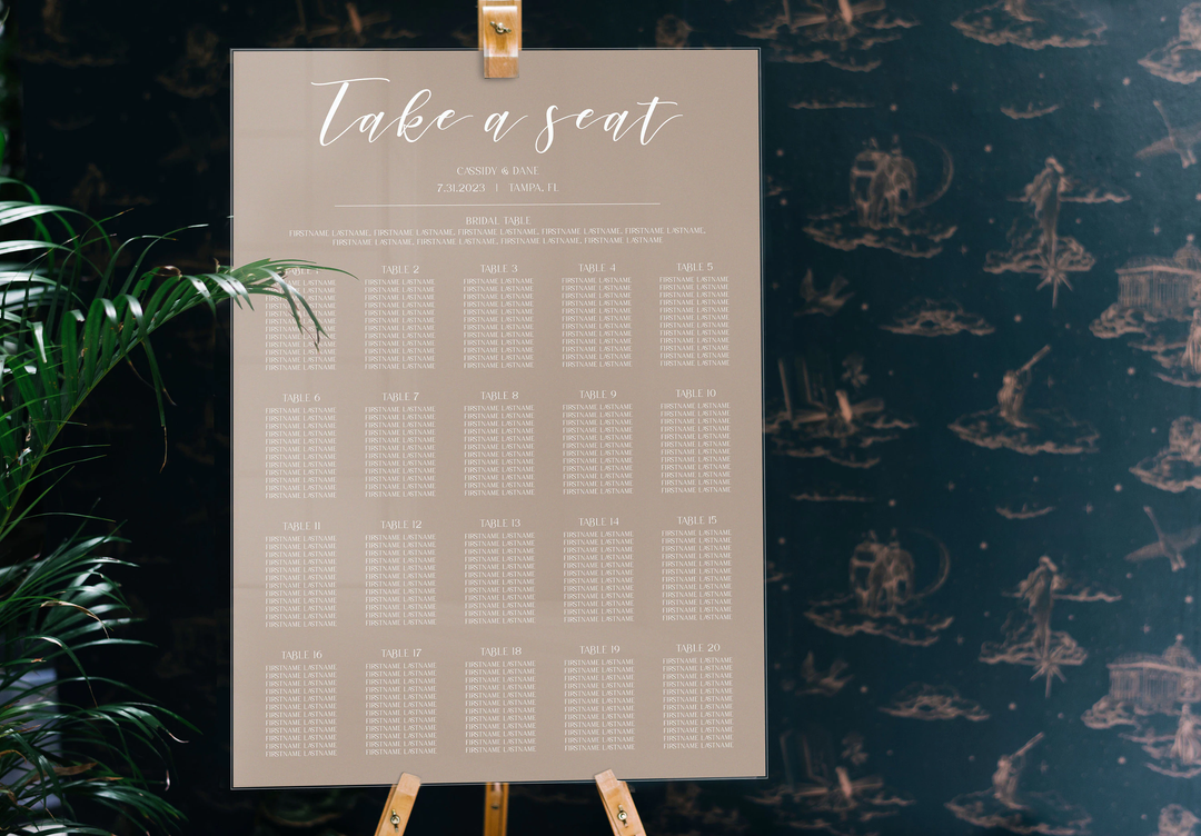 Personalized Acrylic Seating Chart for Wedding | 20 Tables | 240 Guests | 12 Guests per Table | Rectangle Seating Chart | Wedding Reception