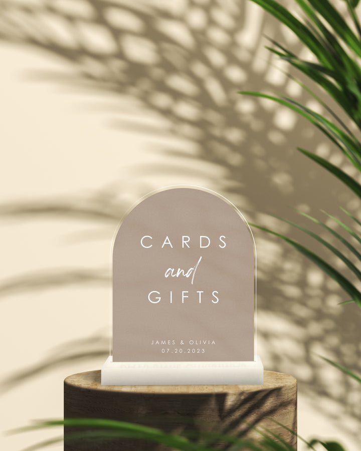 Arch Cards and Gifts Sign with Colored Background