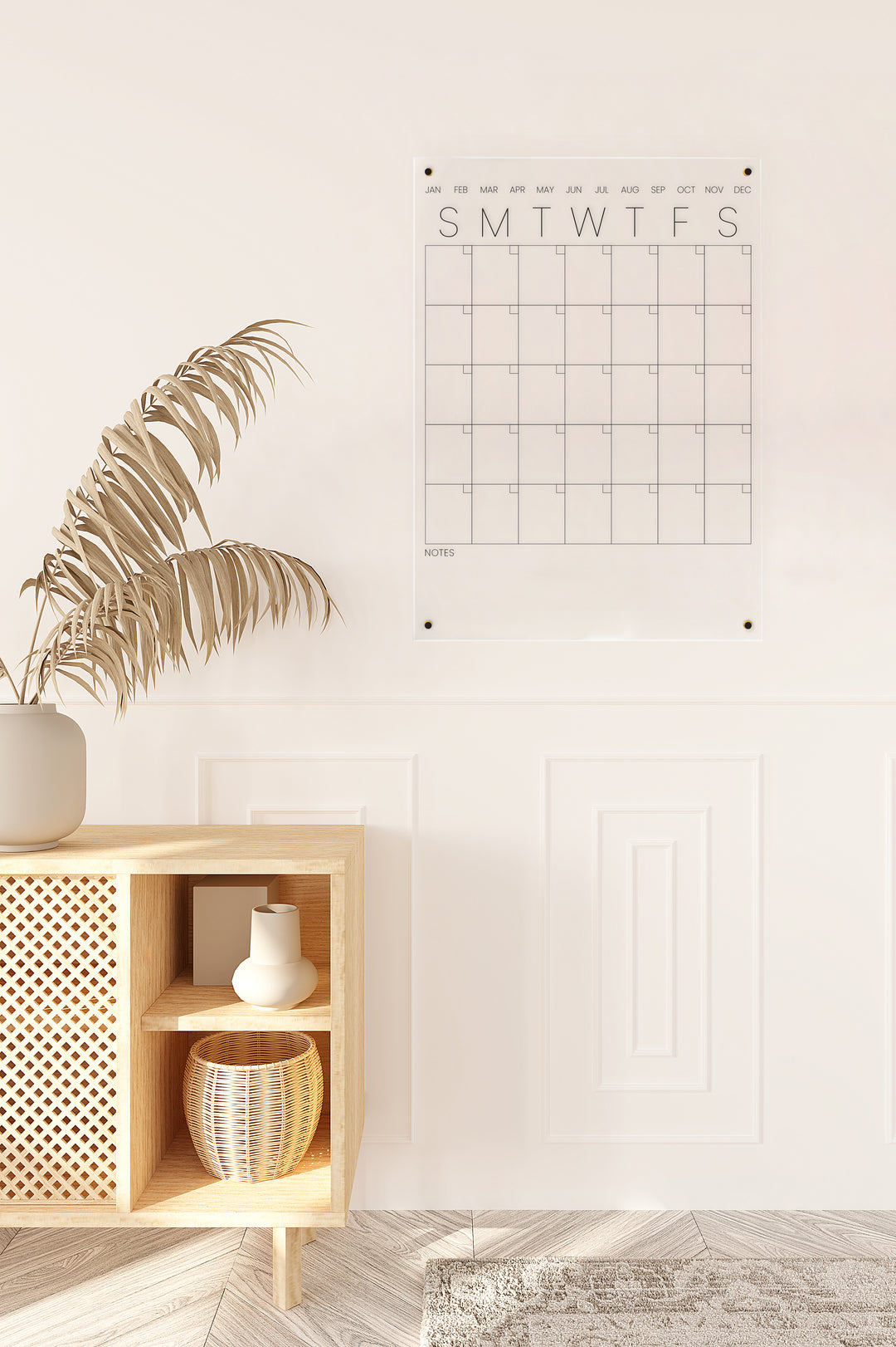 Monthly Wall Calendar with Blank Notes