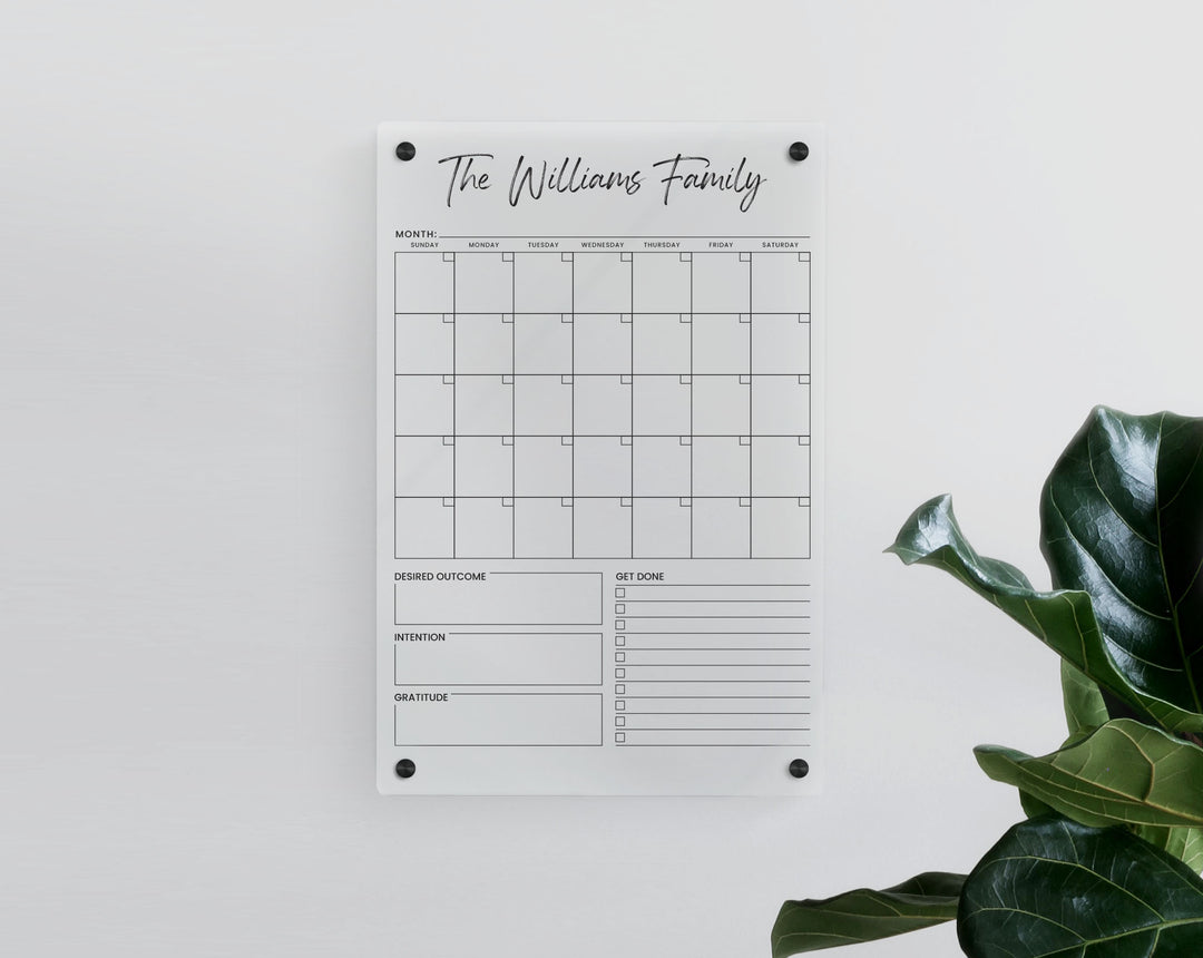 Personalized Acrylic Monthly Calendar w/ Goals