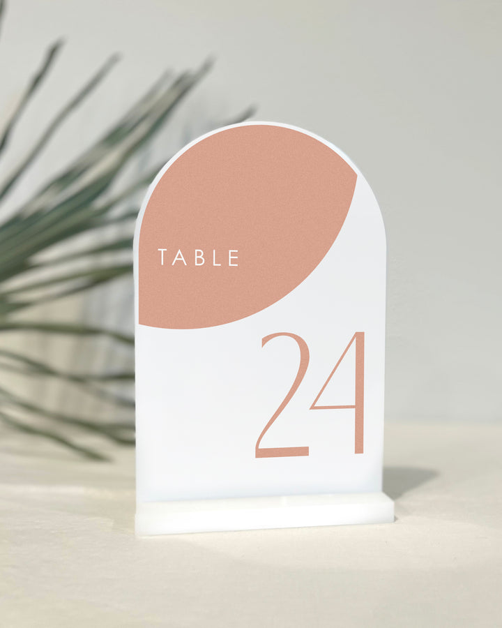 White Acrylic Arch Table Number