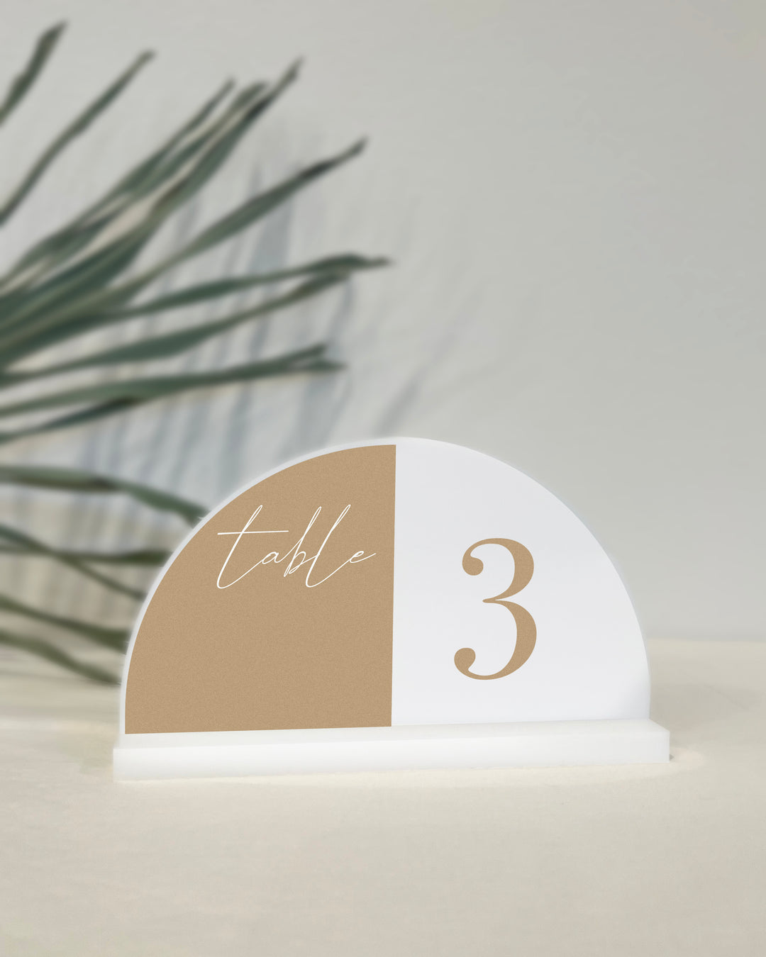 White Acrylic Half Arch Table Number