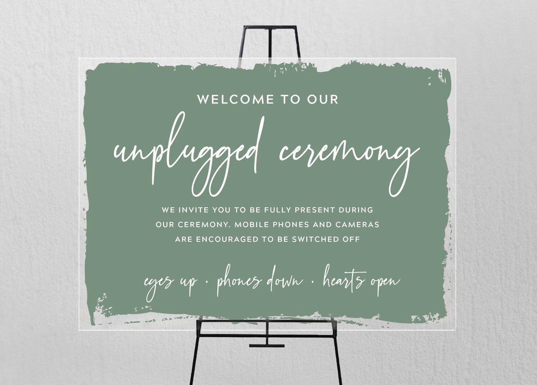 Water Color Unplugged Ceremony Welcome Sign