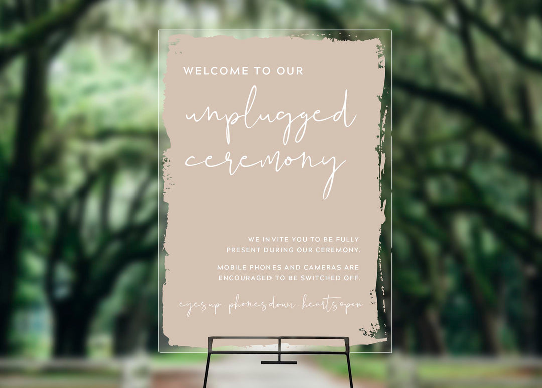 Watercolor Unplugged Ceremony Sign - Vertical