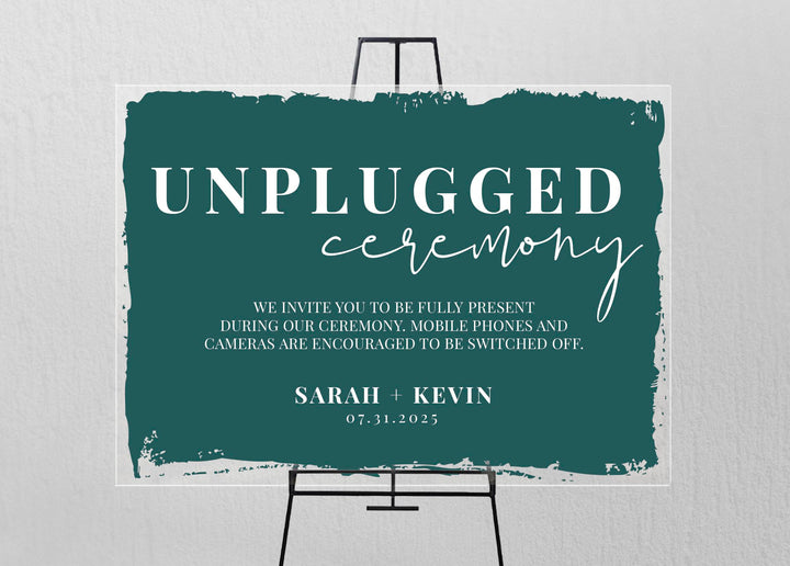 Watercolor Unplugged Ceremony Sign - Horizontal