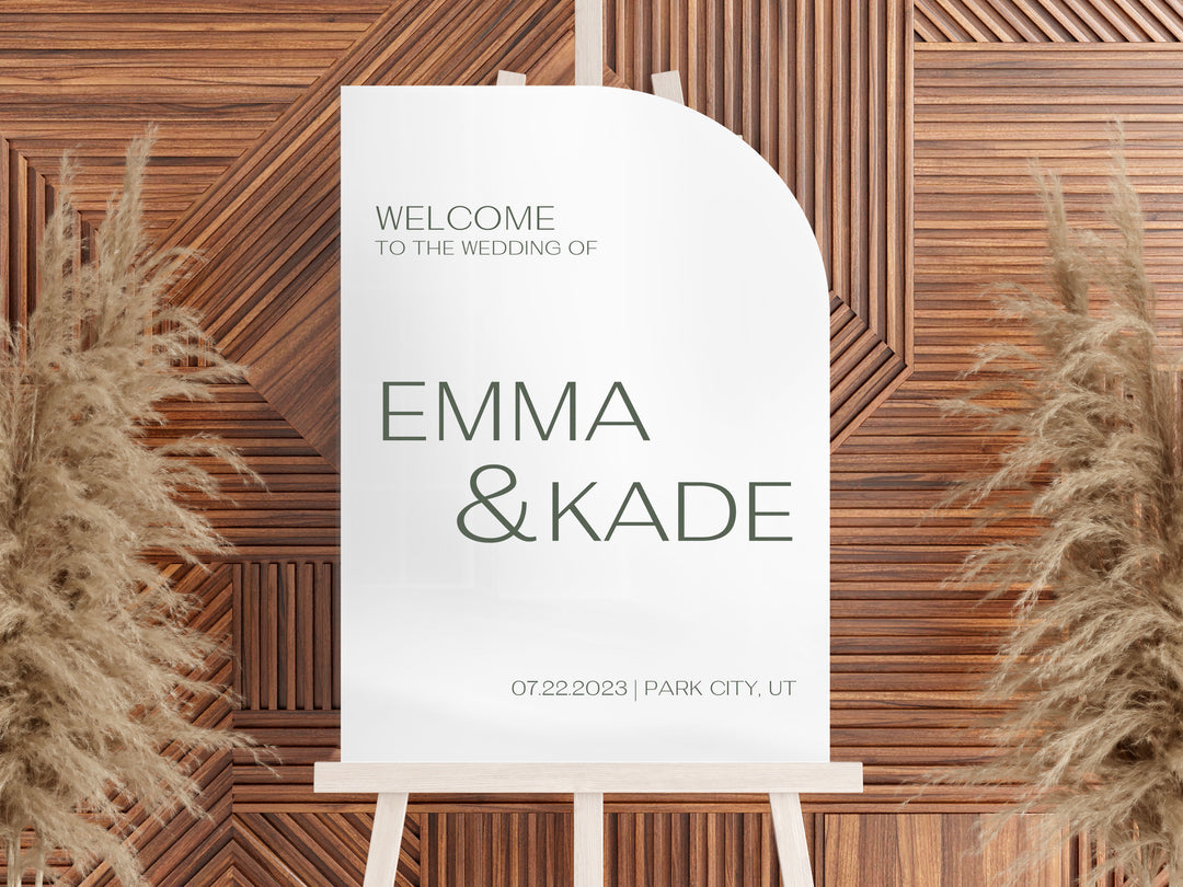 Half Arch Modern Welcome Sign | White Acrylic