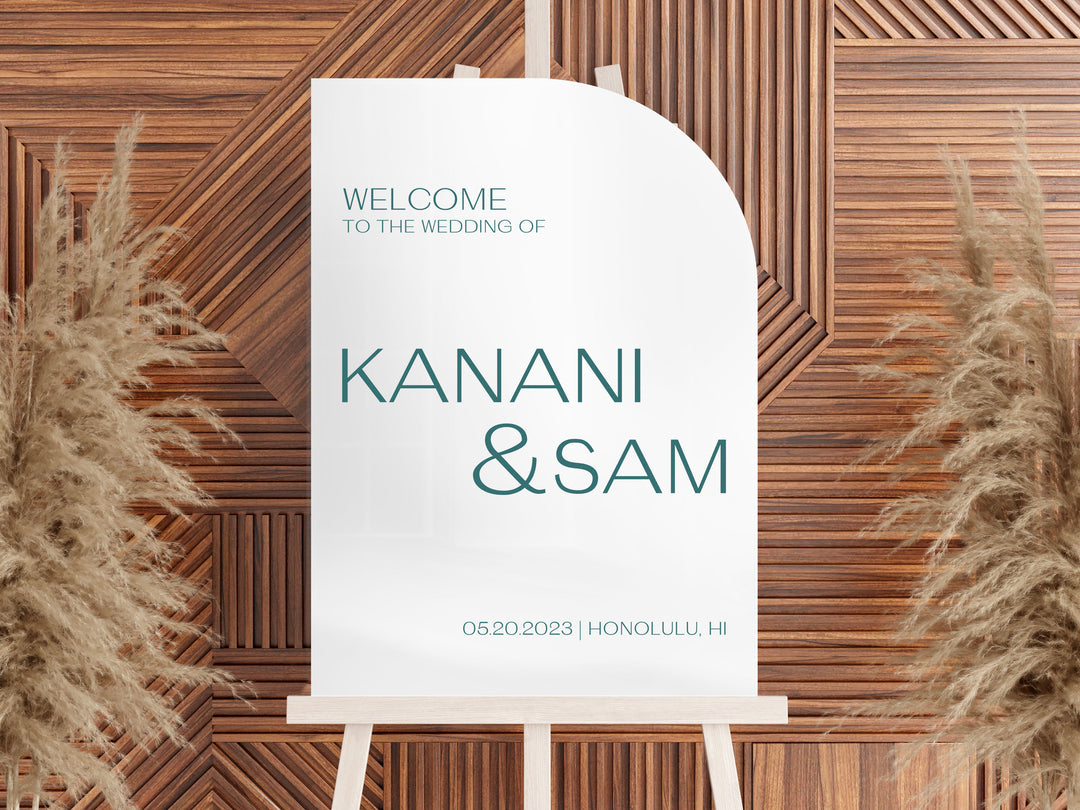 Half Arch Modern Welcome Sign | White Acrylic