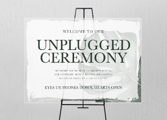 Monstera Leaf Unplugged Ceremony Sign