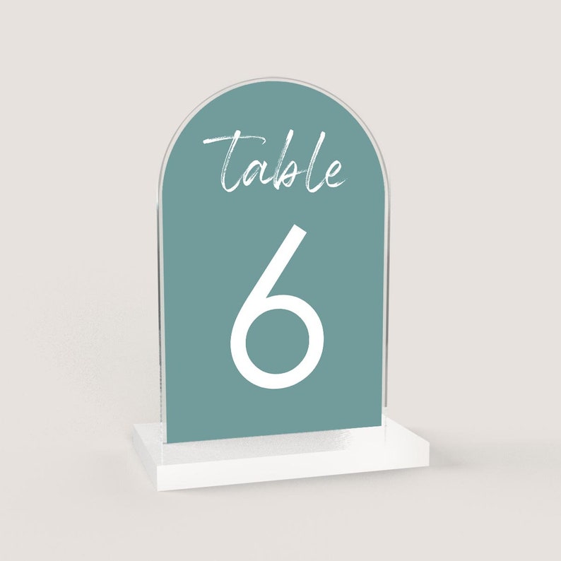 Boho Arch Table Number with Colored Background