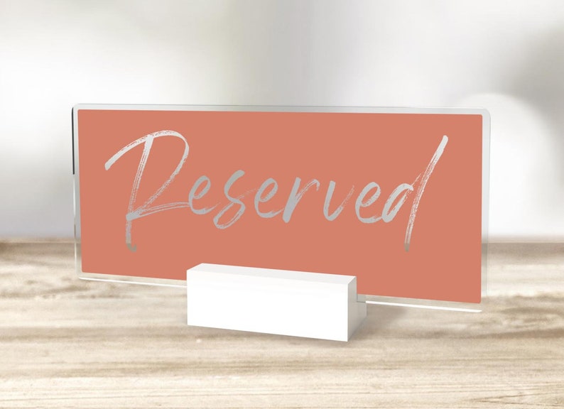 Reserved Table Sign with Colored Background and Clear Text