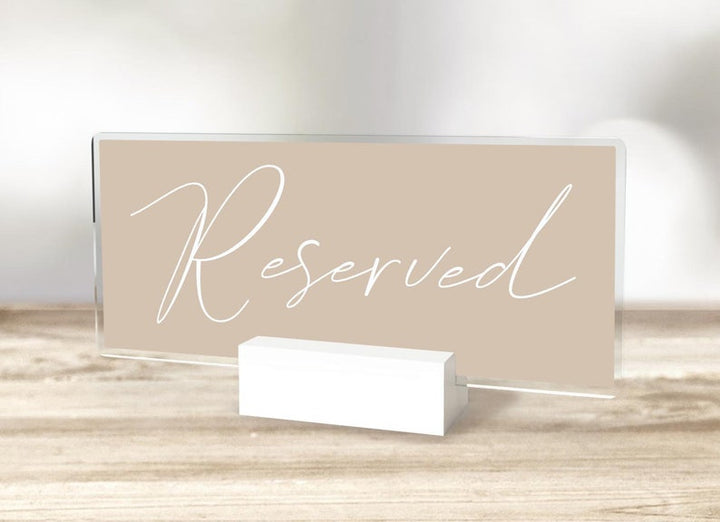 Reserved Table Sign with Colored Background and White Text