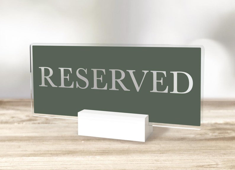 Reserved Table Sign with Colored Background and Clear Text