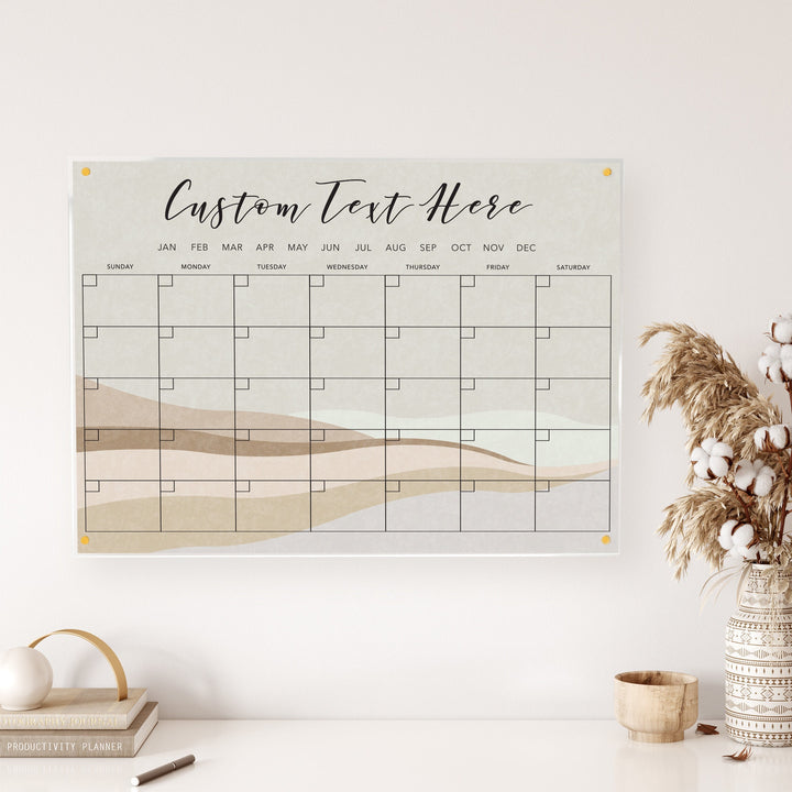 Monthly Calendar with Background Design - Horizontal