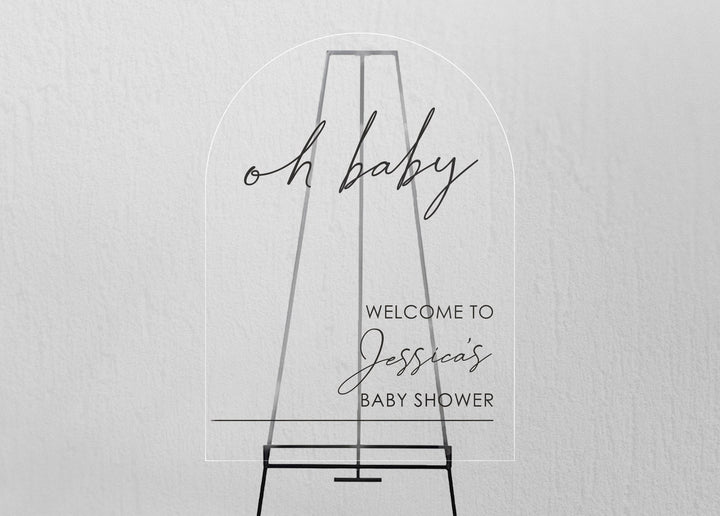 The "Oh Baby" Baby Shower Welcome Sign - Clear