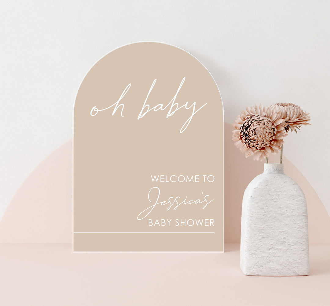 The "Oh Baby" Baby Shower Welcome Sign - Colored Background