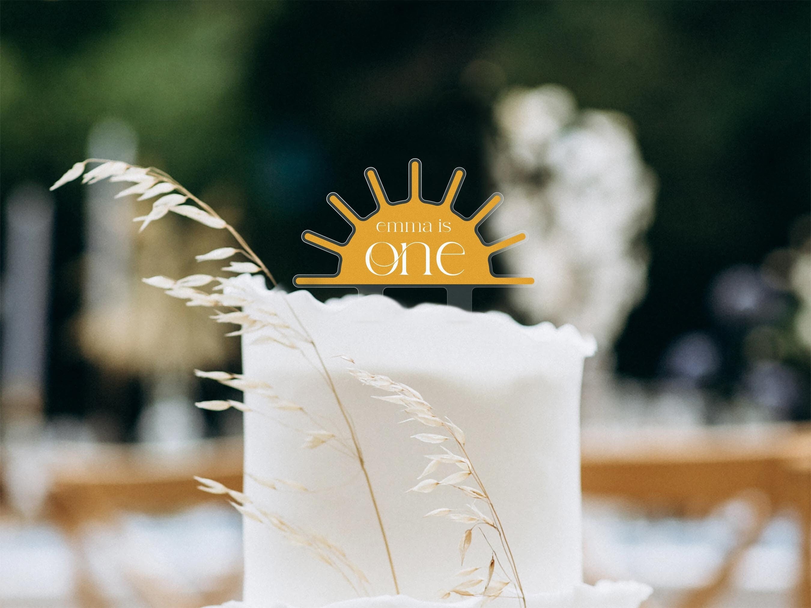 Personalized Acrylic Sun Birthday Cake Topper | First Birthday | Baby | Sun Rays | Kid's Birthday Party | Boho | Fun |